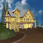 3 Storey Log home-frontal view
